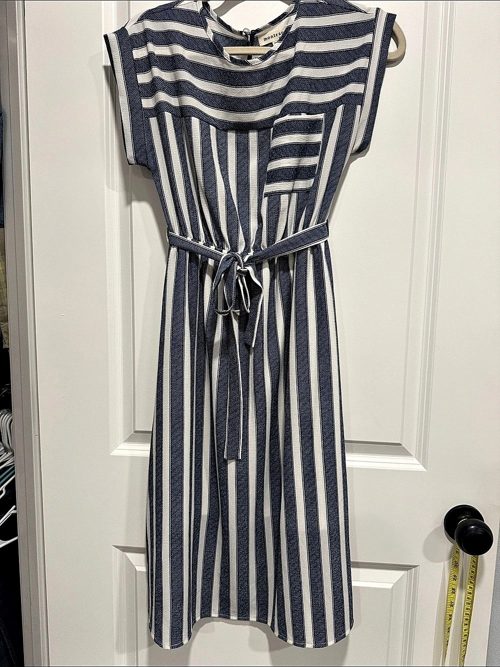 monteau Striped Midi Dress in Blue & White Size Small Like New
